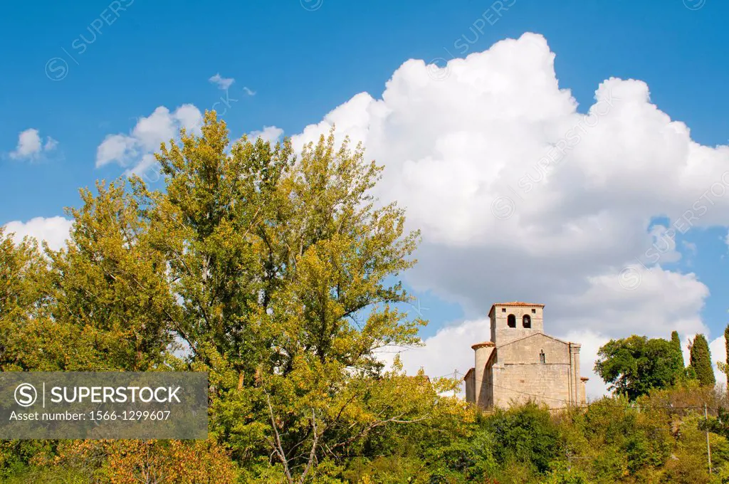 San Esteban´s romanesque church at Moradillo de Sedano, Moradillo de Sedano, Hoces del Alto Ebro y Rudron Natural Park, Burgos, Castilla y Leon, Spain...