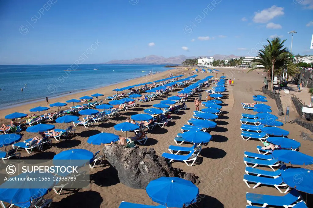 Playa Grande, Playa del Carmen town, Lanzarote island, Canary archipelago, Spain, Europe.