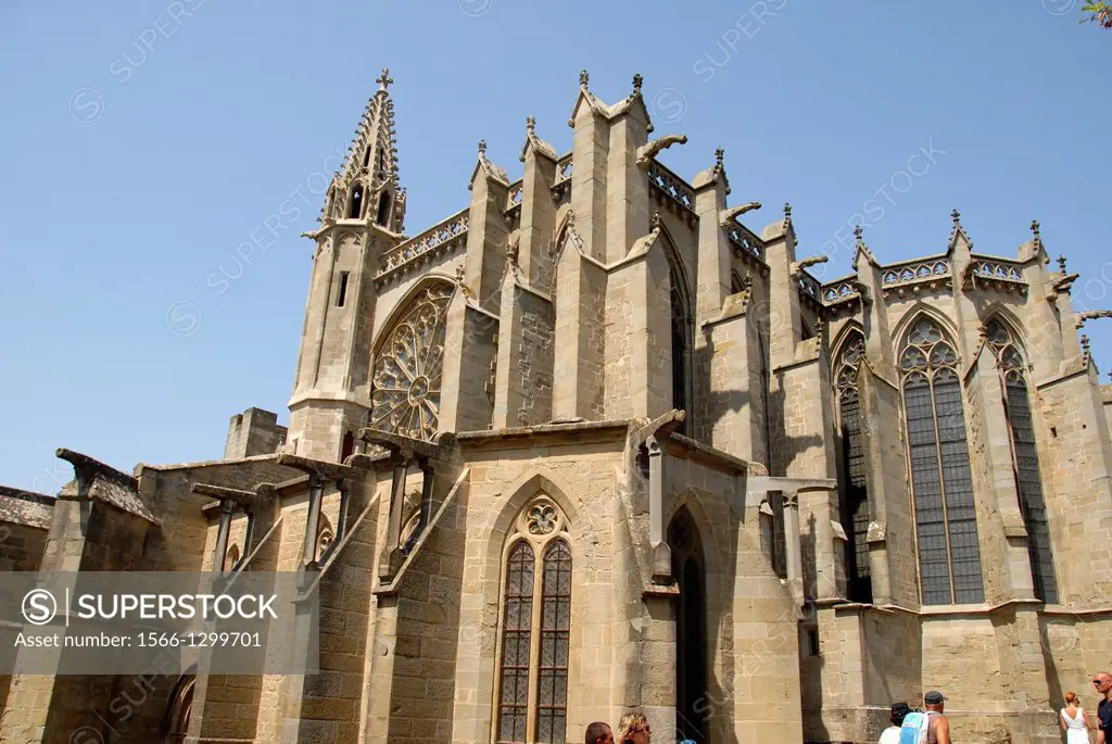 Saint-Nazaire Basilica, started in the year 925 and finished in the 12th century. Fortified city of Carcassonne, Languedoc - Rousillon, France, Europe...