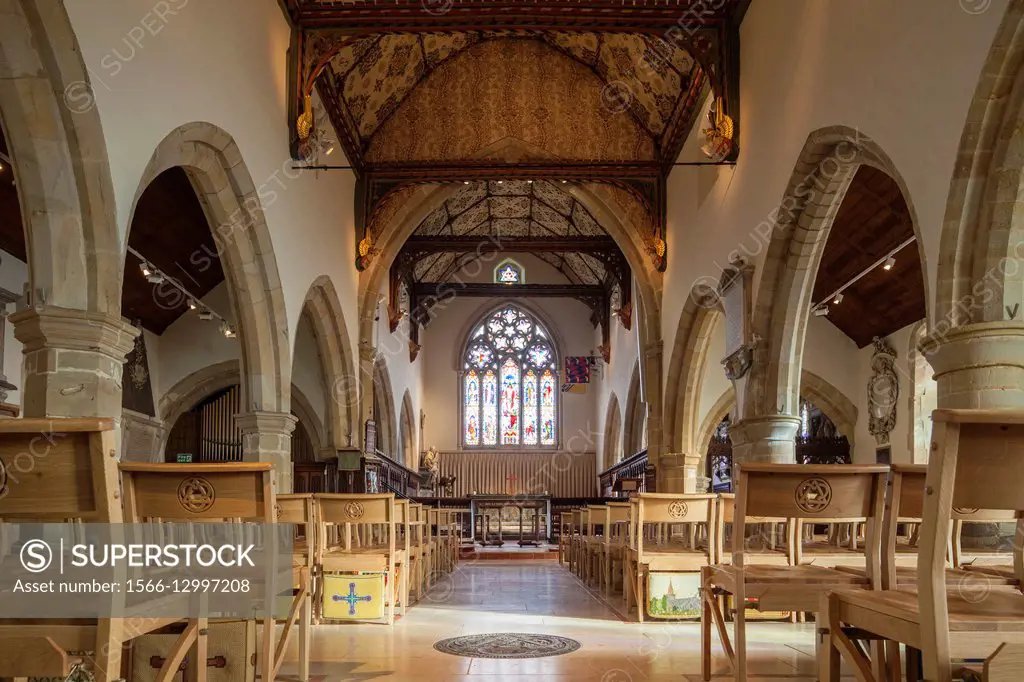 Interior of Holy Trinity church in Cuckfield, West Sussex, England.