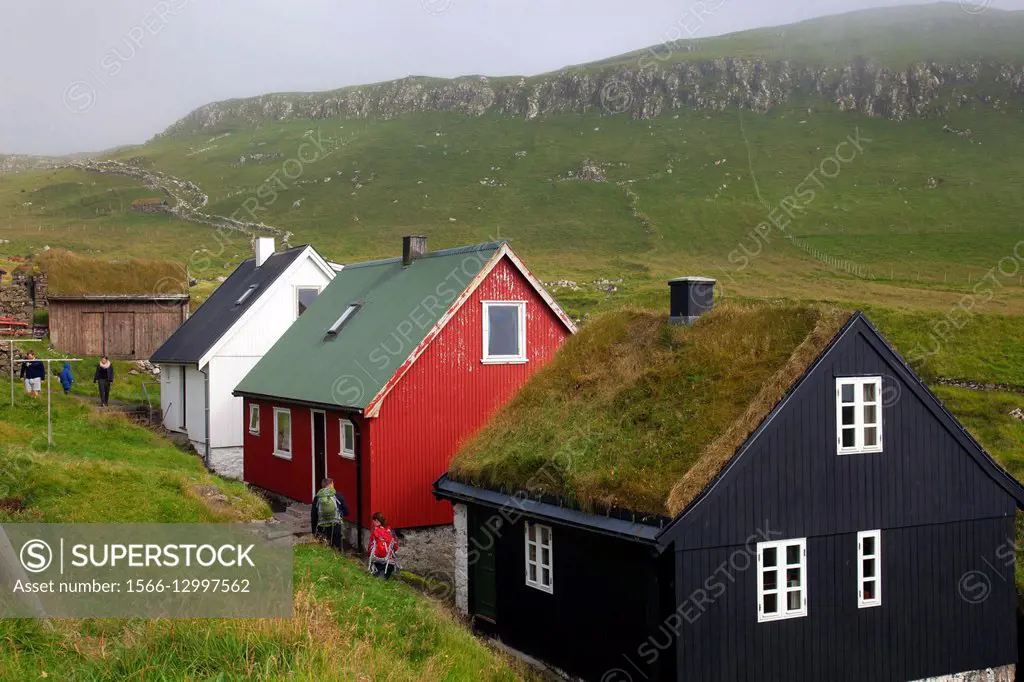 Faroe island, Mikines island, the village.