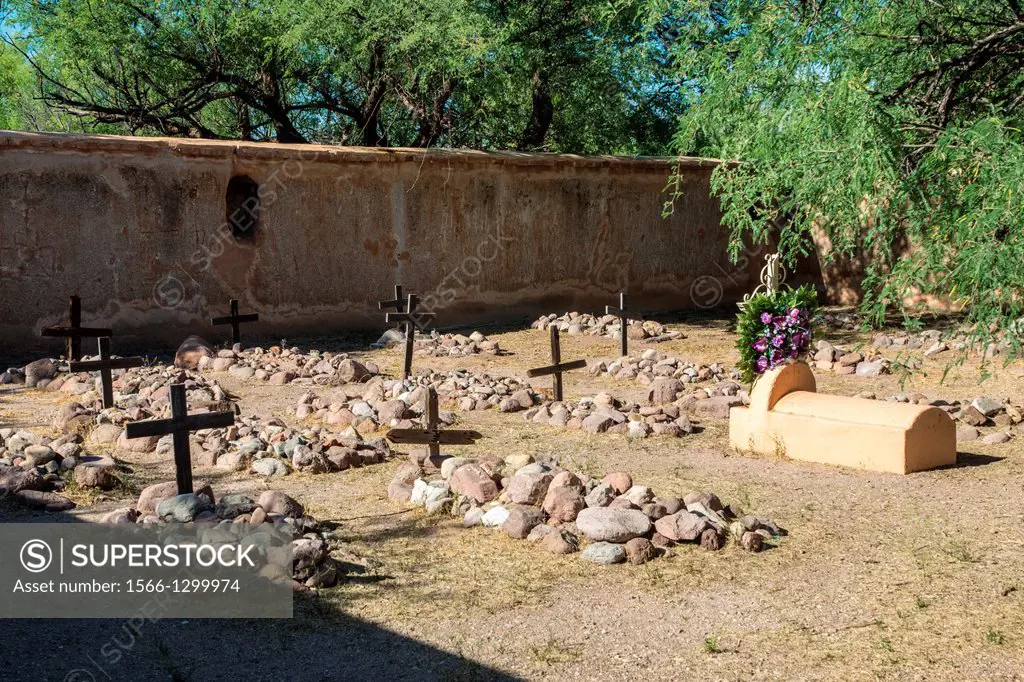 Ancient graveyard beside Mission Tumacacori dates back to the late 1700's.