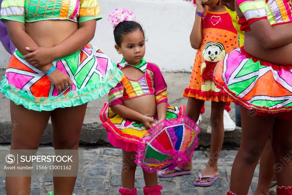 Young dancers of the musical group called Club of Frevo music of Pitombeira dos 4 Cantos, Olinda, Pernambuco, Brazil