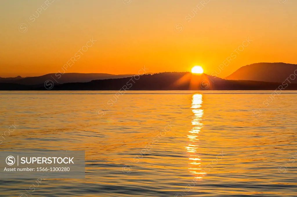 Pacific Northwest sunset, Haro Strait, Saturna Island, British Columbia, Canada.