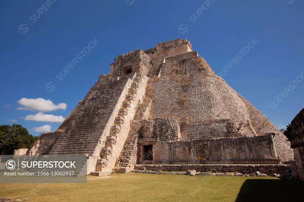 Pyramid of the Magician, Maya archeological site Uxmal, Yucatan, Mexico, Central America.