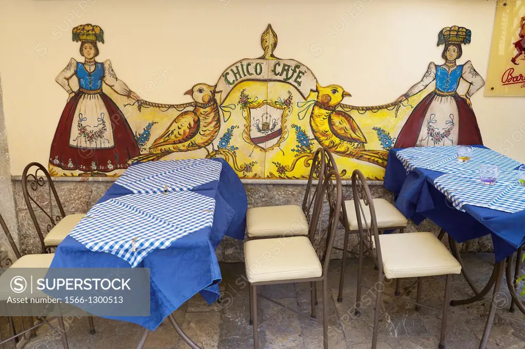 Cafe decoration, Old Town in Taormina, Sicily, Italy.
