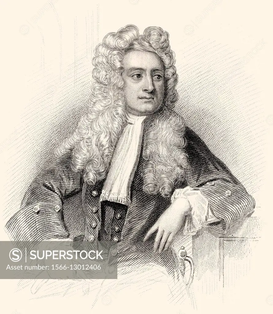 Sir Isaac Newton, 1642-1726, an English physicist and mathematician.
