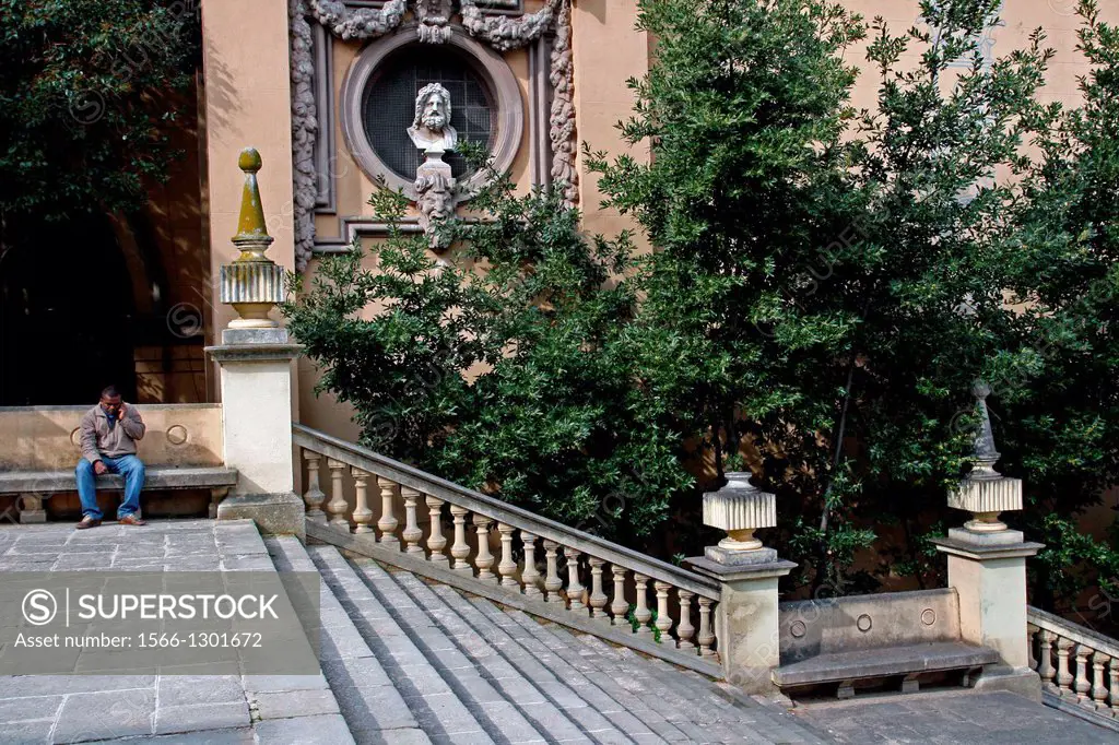 stairs, Montjuic, Barcelona, Catalonia, Spain.
