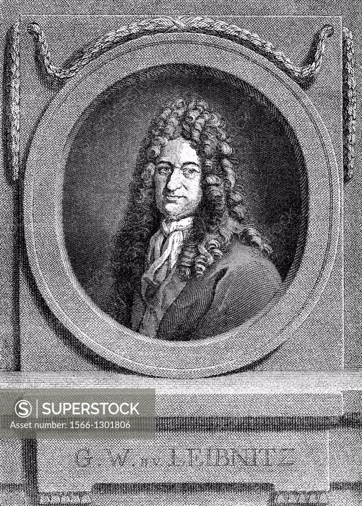 portrait of Gottfried Wilhelm Leibniz, 1646 - 1716, a German philosopher and scientist, mathematician, diplomat, physicist, historian, politician, lib...