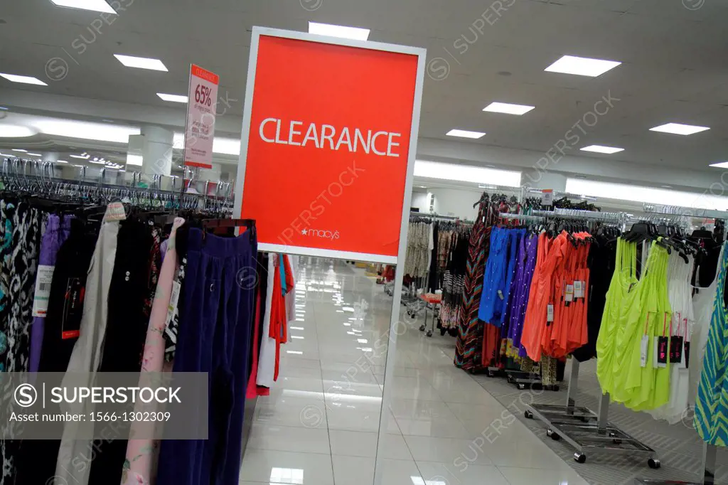 Florida, Miami, Dadeland Mall, shopping, for sale, Macy's, department  store, interior, women's, clothing, fashion, sign, clearance, promotion,  sale, r - SuperStock