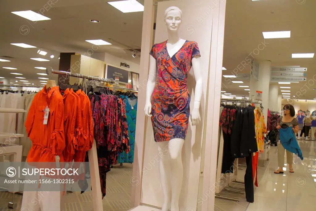 Florida, Miami, Dadeland Mall, shopping, for sale, Macy's, department store, interior, women's, clothing, fashion, mannequin, female, woman, retail di...