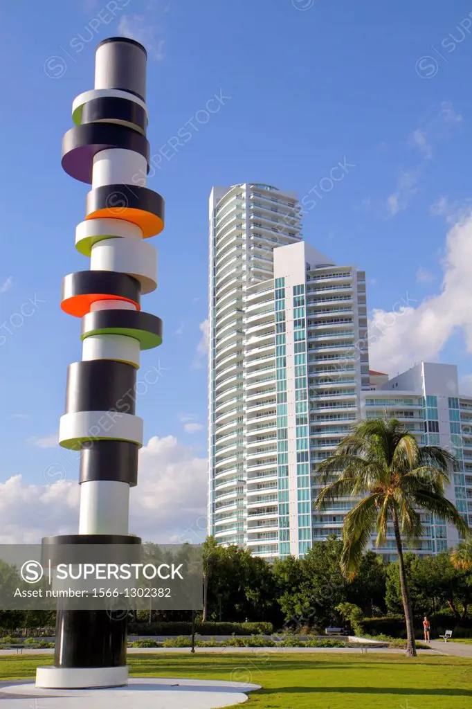 Florida, Miami Beach, South Pointe Park, high-rise condominium, buildings, Murano, Obstinate Lighthouse by Tobias Rehberger, public art, artist, insta...