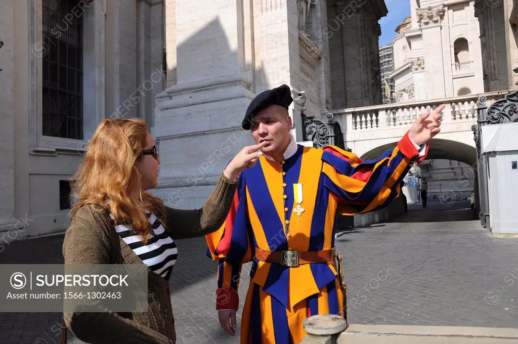 Woman asks for the Swiss Guards at the Vatican for the right way