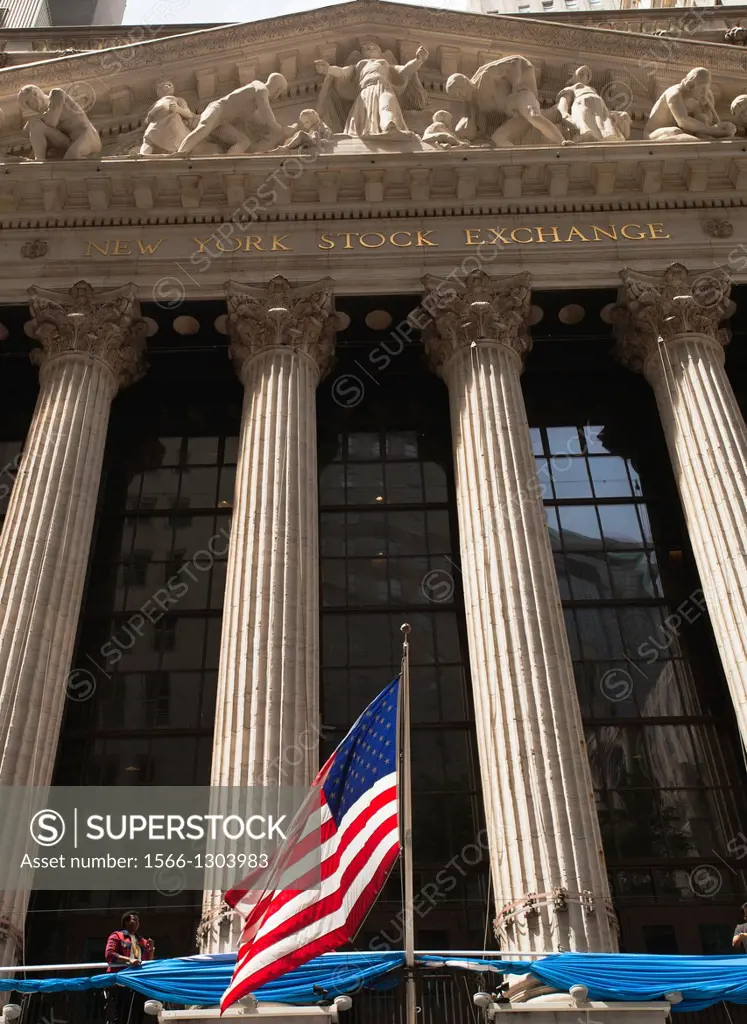 New York Stock Exchange, Wall Street, Financial District, Downtown, Manhattan, New York City, NYC, New York, United States of America, USA.