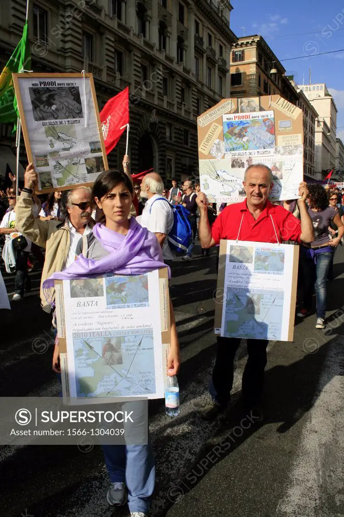 anti silvio berlusconi, no b day demonstration in rome italy