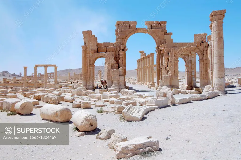 Monumental Arch, Arch of Triumph, or Arch of Septimius Severus in Palmyra, Syria 