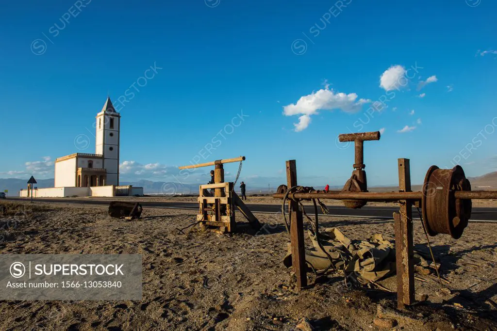 Iglesia de Las Salinas, Parque Natural del Cabo de Gata, Almeria province, Andalusia, Spain