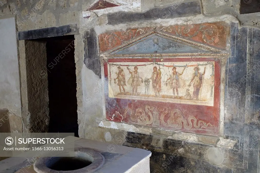The Thermopolium of Vetutius Placidus, Pompeii the ancient Roman town near Naples, Campania, Italy, Europe