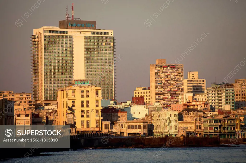 Cityscape with Hotel Habana Libre, Havana, Cuba, Caribbean.