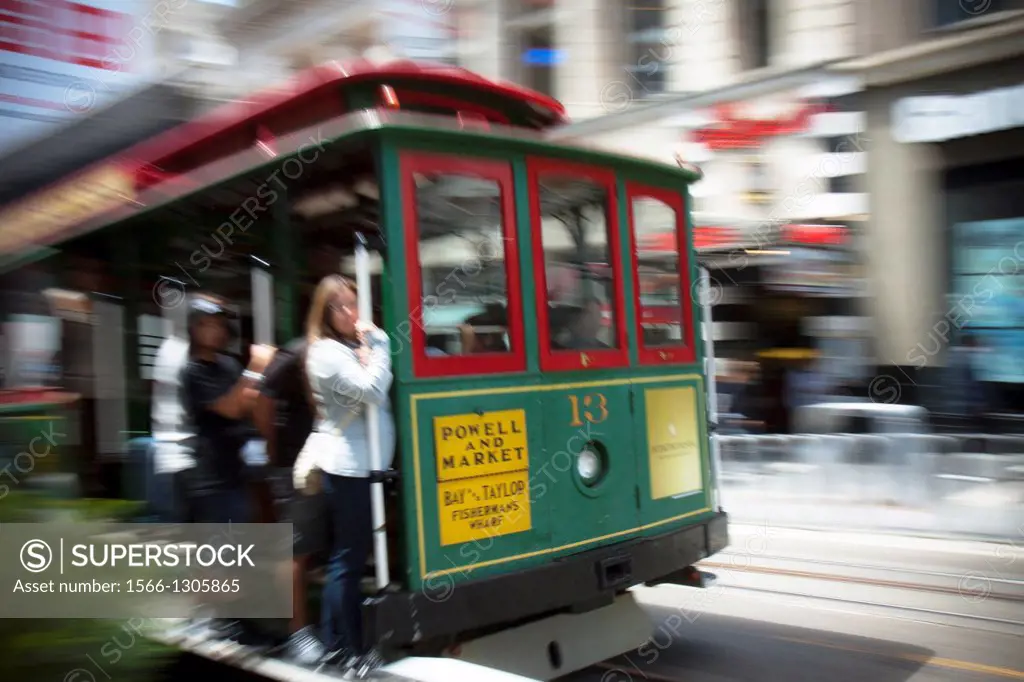 San Francisco Cable Car in movement.