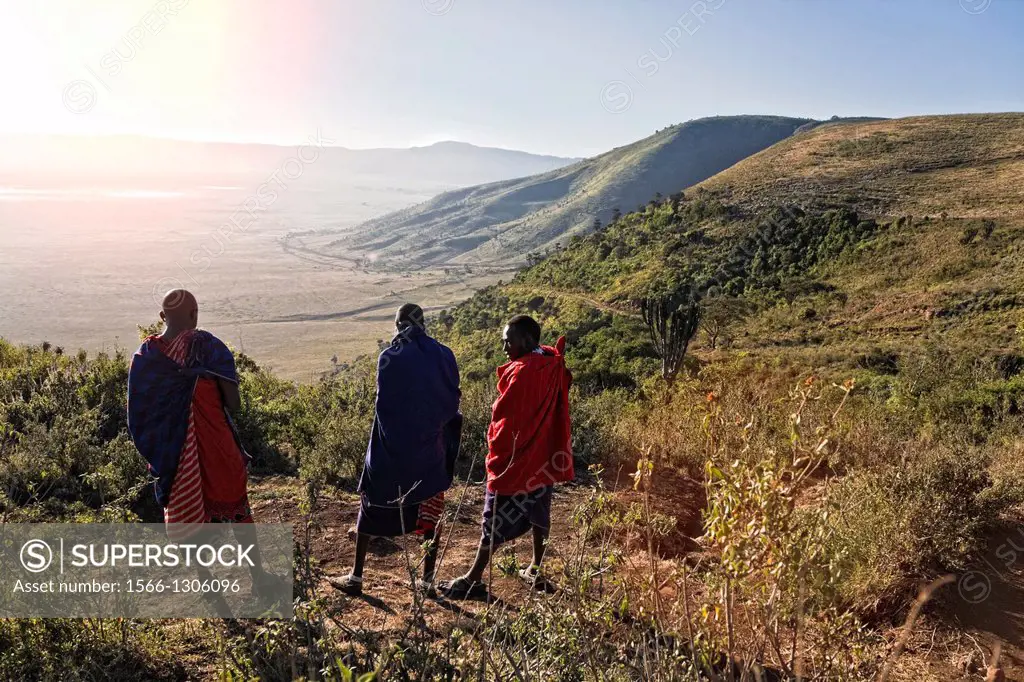 masai people in ngorongoro crater in tanzania.