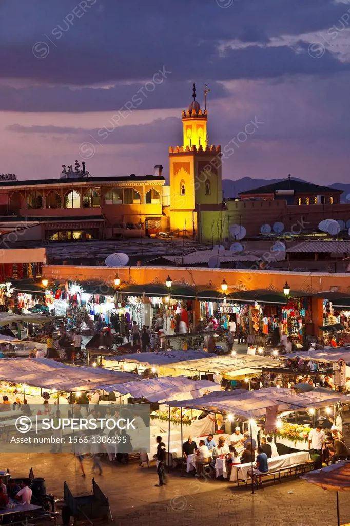 Djemaa El Fna square by night in marrakech.