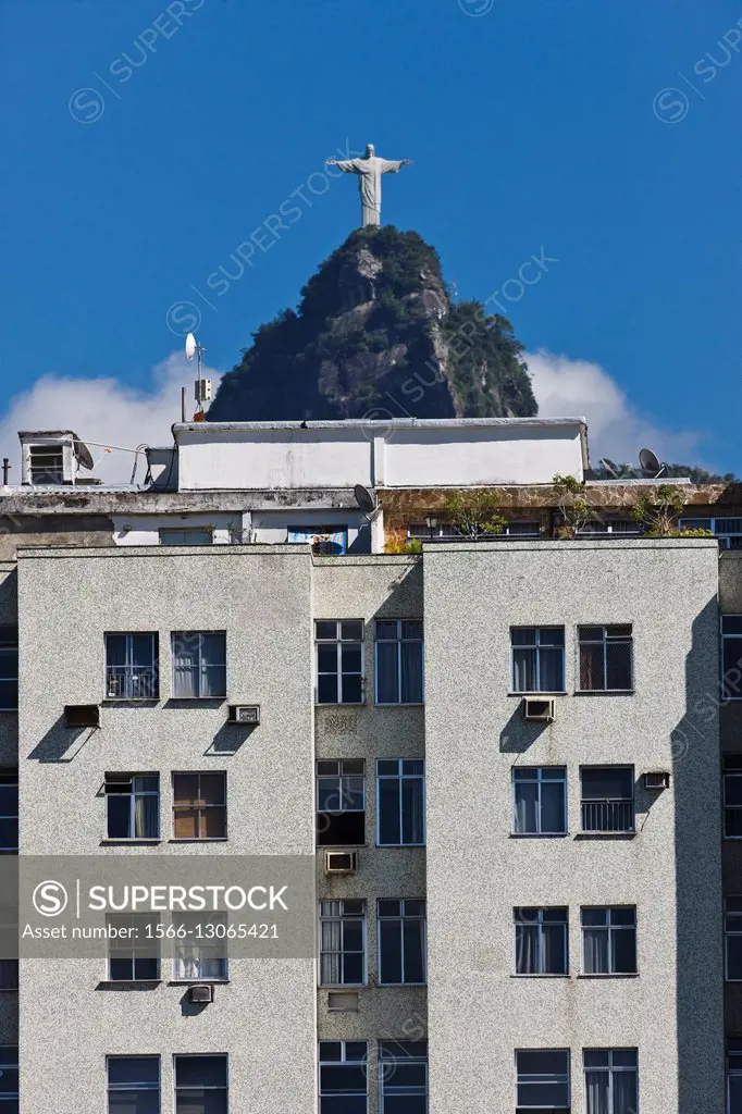 Brazil, Rio de Janeiro. The Cristo Redentor from Botafogo dictrict