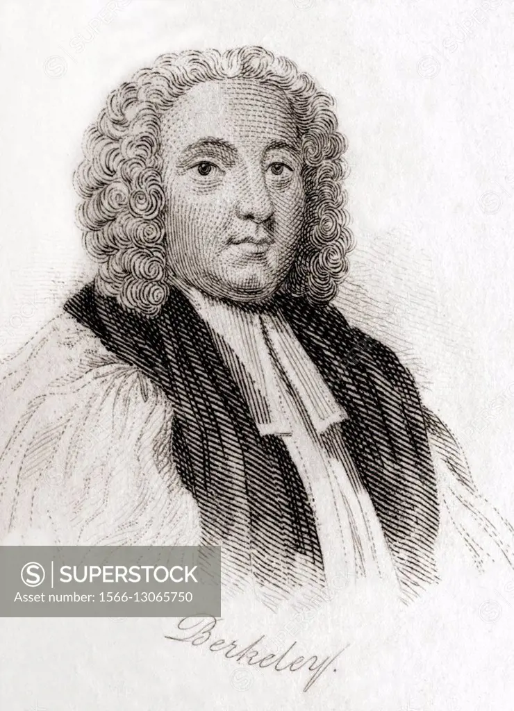 George Berkeley, 1685-1753, aka Bishop Berkeley, Bishop of Cloyne. Anglo-Irish philosopher. From Crabb´s Historical Dictionary, published 1825.