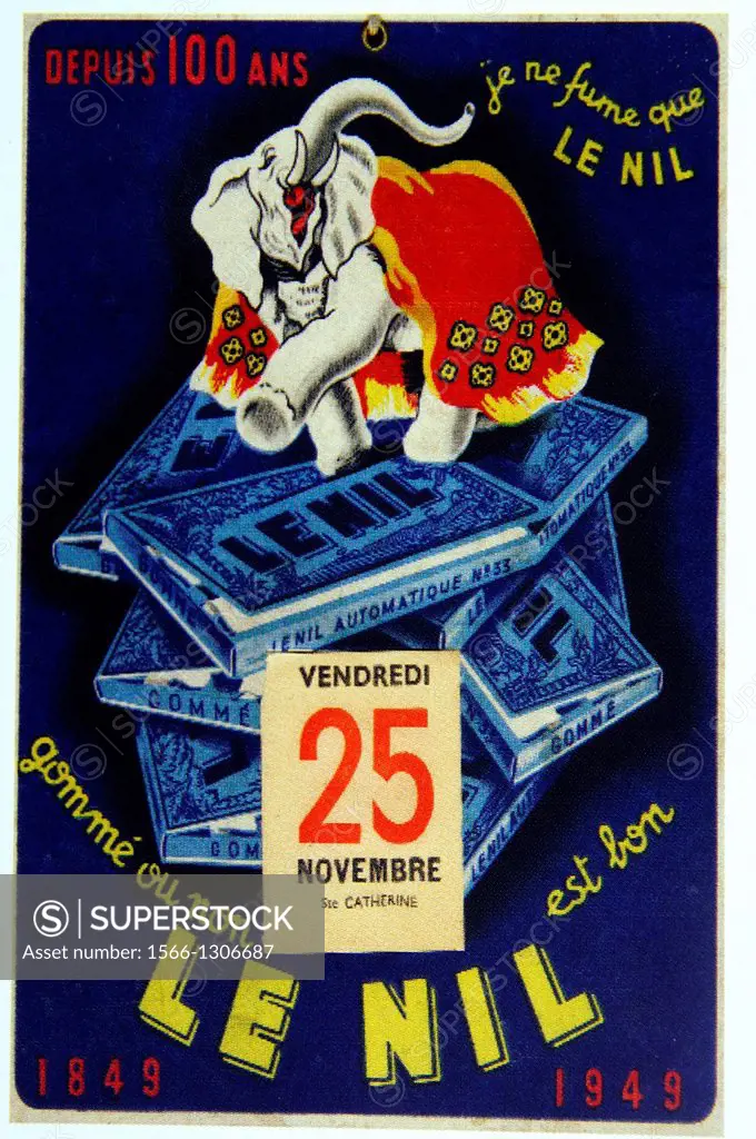 Cigarette paper ´Nil´ publicity (1949), Charente, Poitou-Charentes, France
