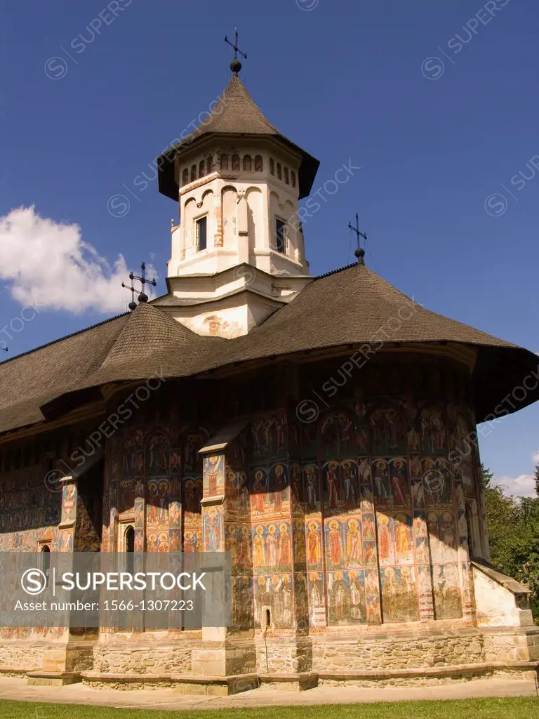 europe, romania, bucovina, moldovita monastery, frescos.
