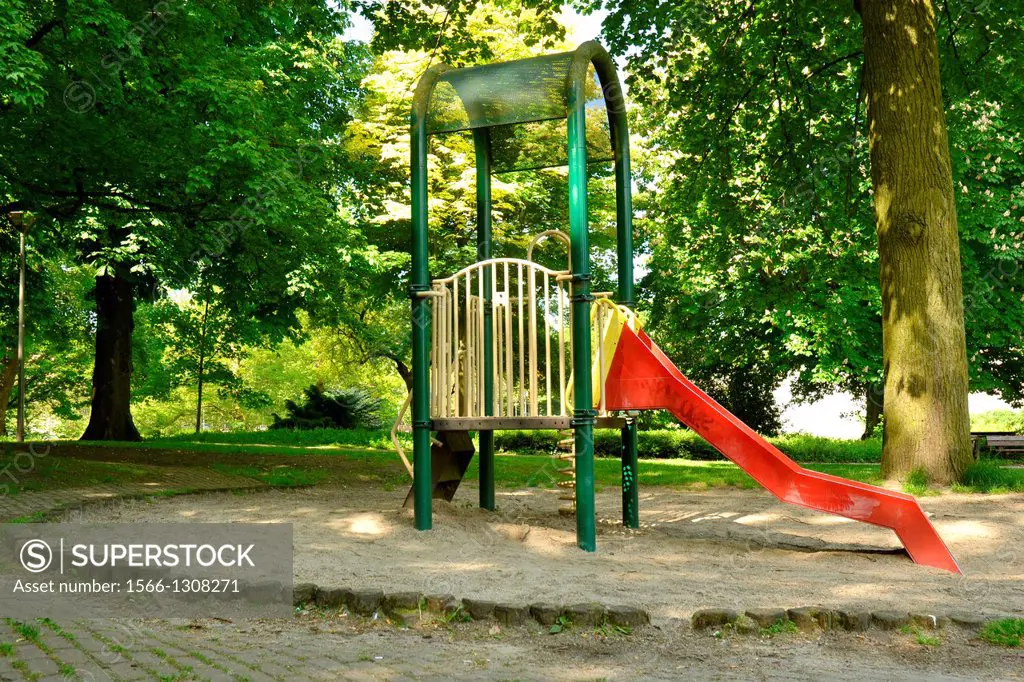 Slide in playground in Waldeck Park in the Jekerdaal neighbourhood of Maastricht in the Netherlands.