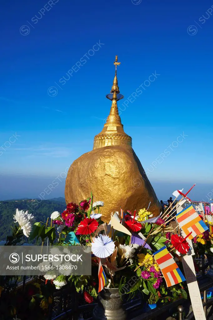 Myanmar (Burma), Mon State, Kyaiktiyo Golden rock.
