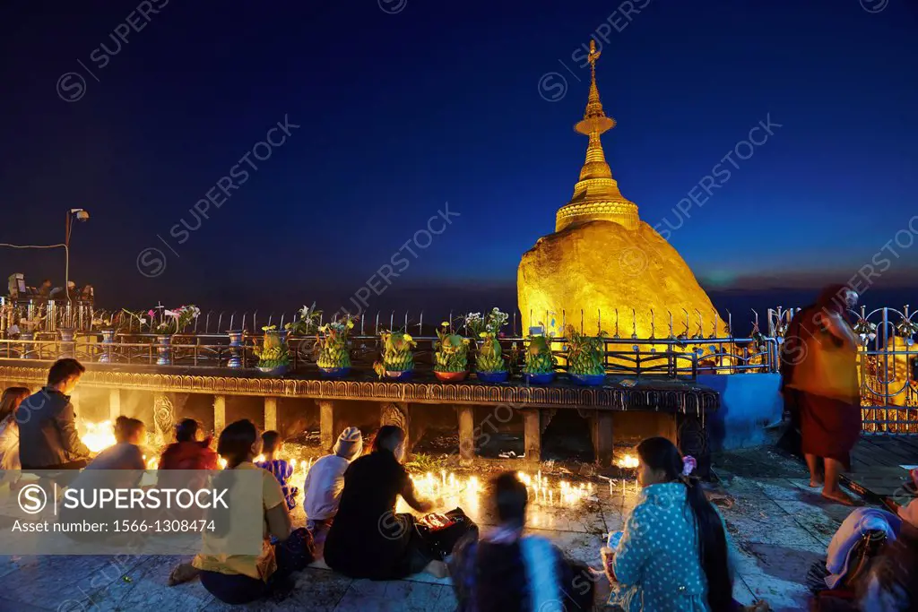 Myanmar (Burma), Mon State, Kyaiktiyo Golden rock.