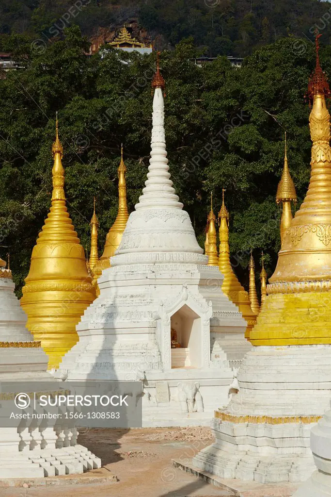 Myanmar (Burma), Shan province, Pindaya, Stupa near the Shwe Oo Min cave.