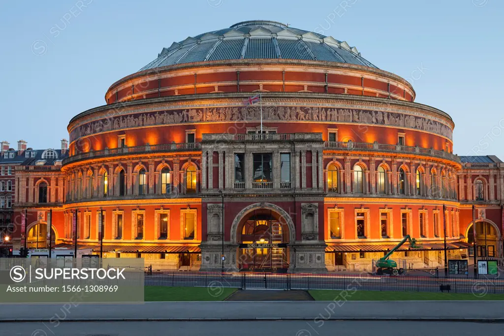 Royal Albert Hall at night,Kensington Gore,South Kensington,London.