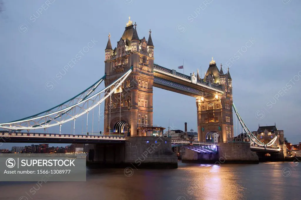 Tower Bridge at night,London,England.