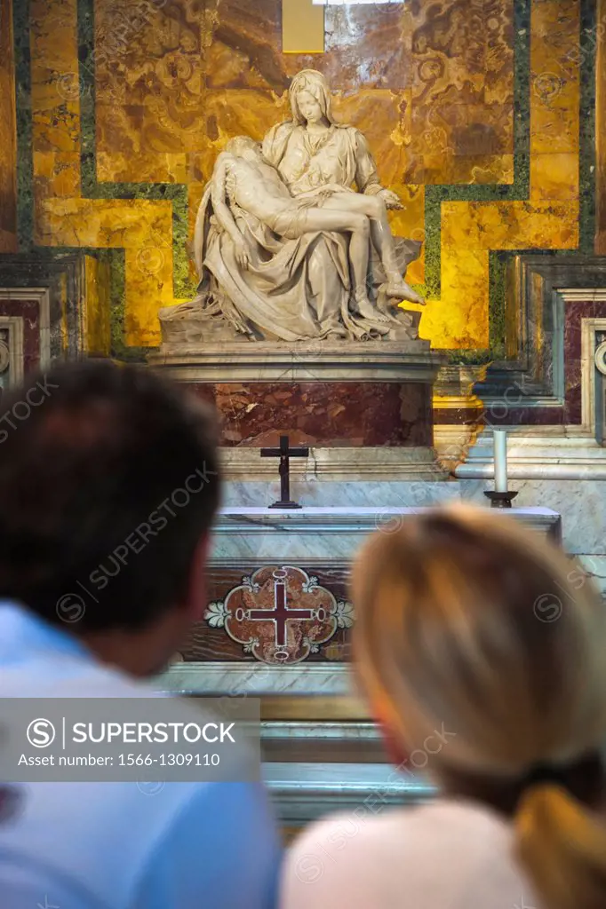 La Pietà 1499 is a masterpiece of Renaissance sculpture by Michelangelo in Saint Peter´s Basilica in Vatican City, Rome, Lazio, Italy