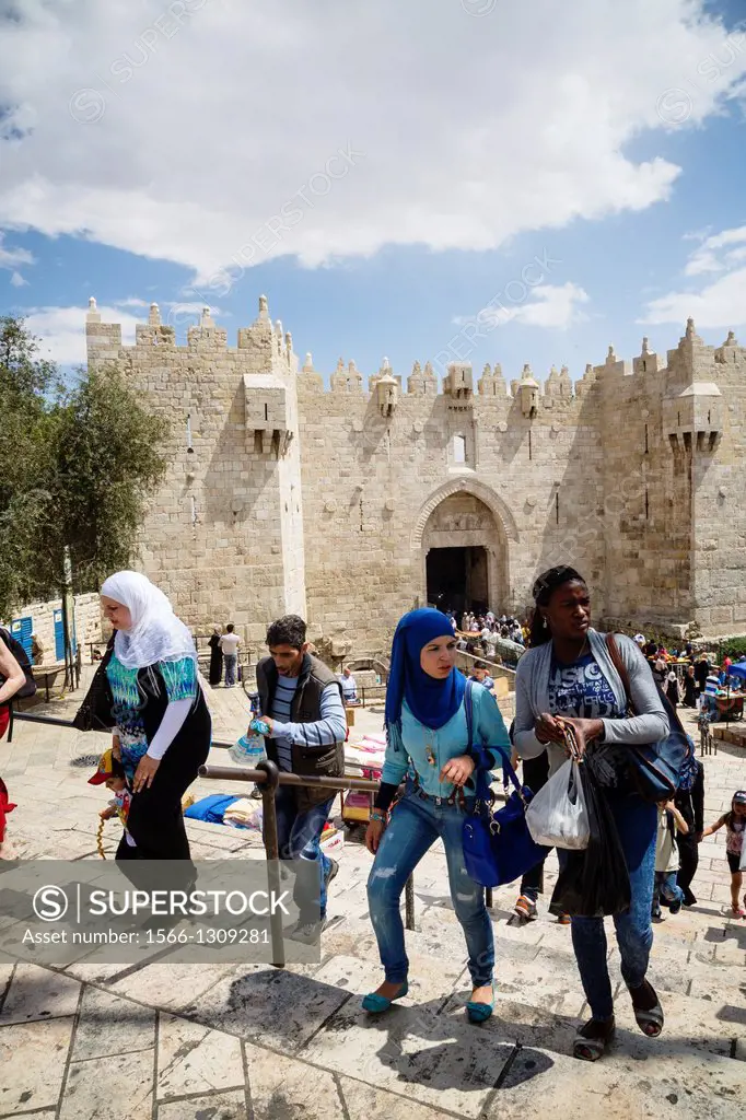 Damascus Gate in the old city, Jerusalem, Israel.