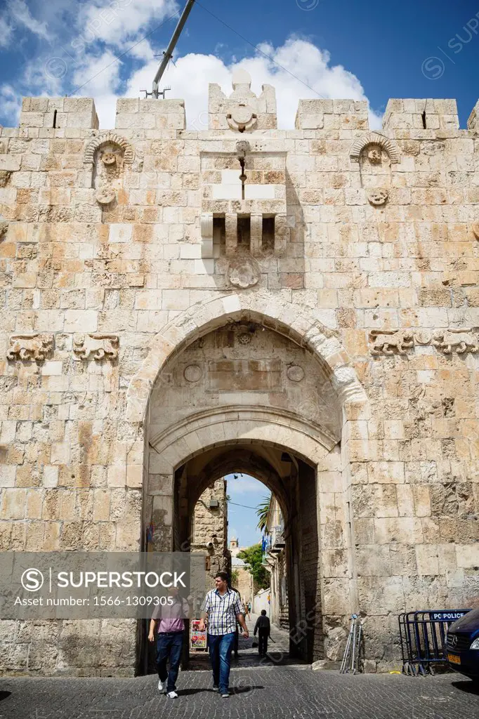 The Lions Gate in the old city, Jerusalem, Israel.