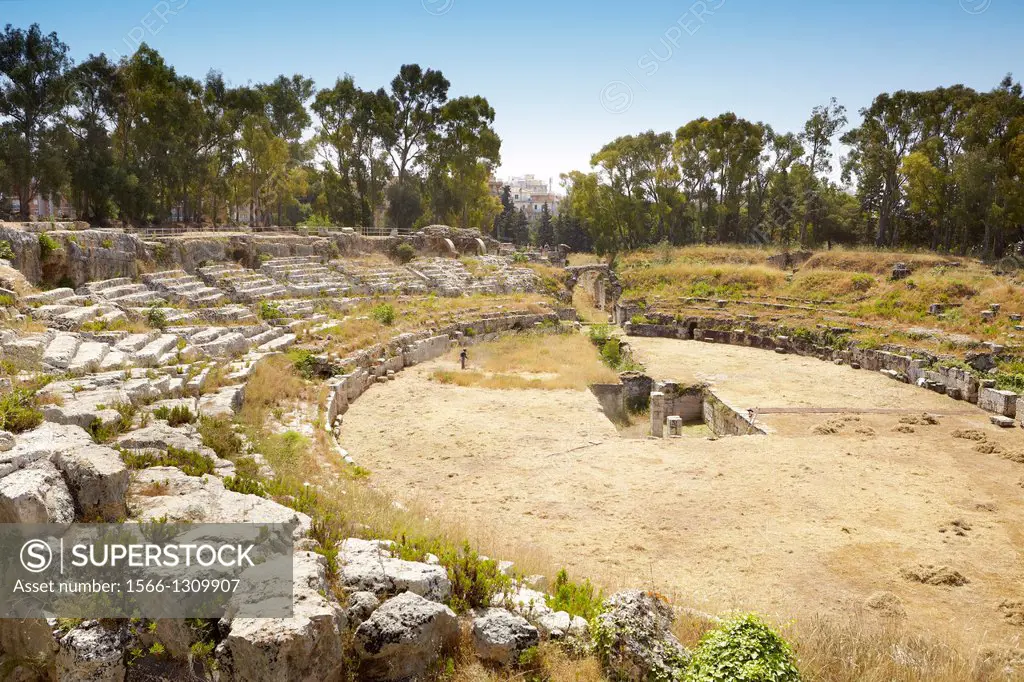 Roman Amphitheatre, first century BC, Neapolis, Syracuse (Siracusa, Syracuse), Sicily, Italy.