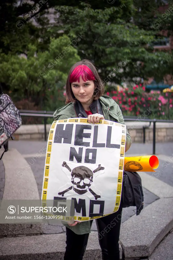 Activists gather in Union Square in New York during a worldwide protest against the Monsanto company and genetically modified food. The activists cont...