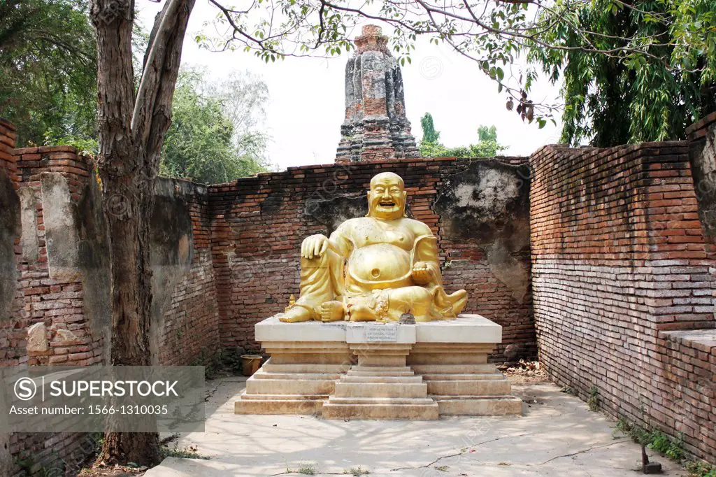 Poe-Tai Ho-Shang, Statue of a Buddhist god, old capital of Ayutthaya, Thailand.