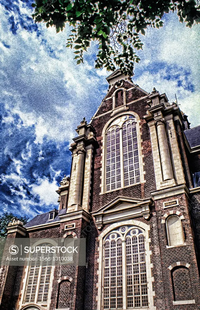 Beautiful West Church in Amsterdam Holland Netherlands.