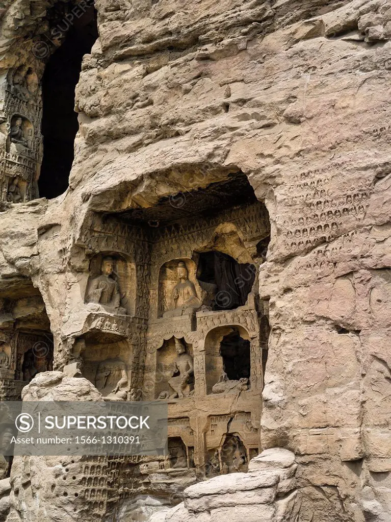 The Yungang Grottoes (Wuzhoushan Grottoes in ancient time) are ancient Chinese Buddhist temple grottoes near the city of Datong in the province of Sha...