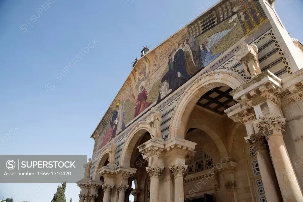 The Basilica of the Agony or the Church of all Nations at the Garden of Gethsemane, Jerusalem, Israel.