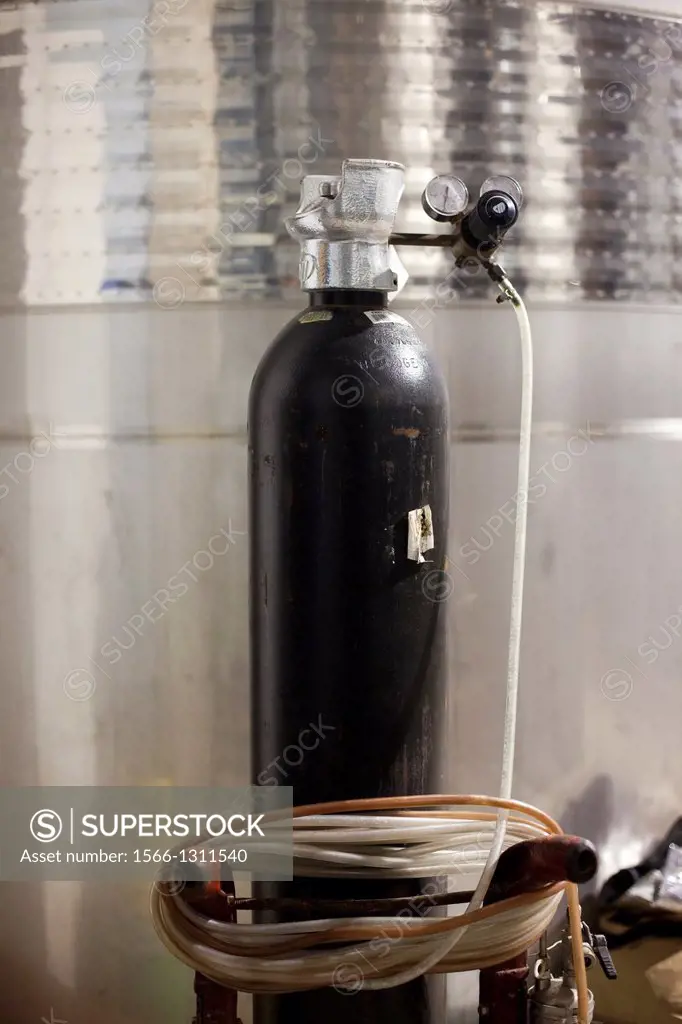 Nitrogen cylinder in a wine cellar.