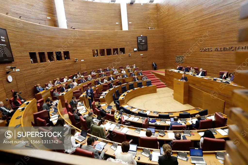 Plenary session of the Valencian Parliament, Valencia, Spain.