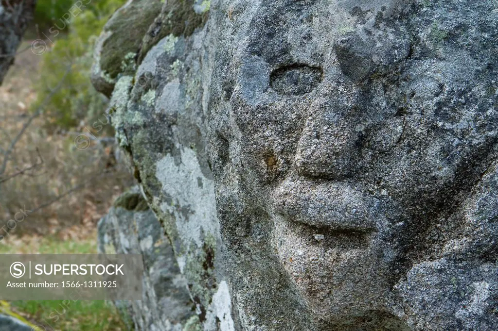 Sculpted rocks called by Tome faces, in Sierra de Francia-Las Batuecas Natural Park. Salamanca province, Castilla y León. Spain.