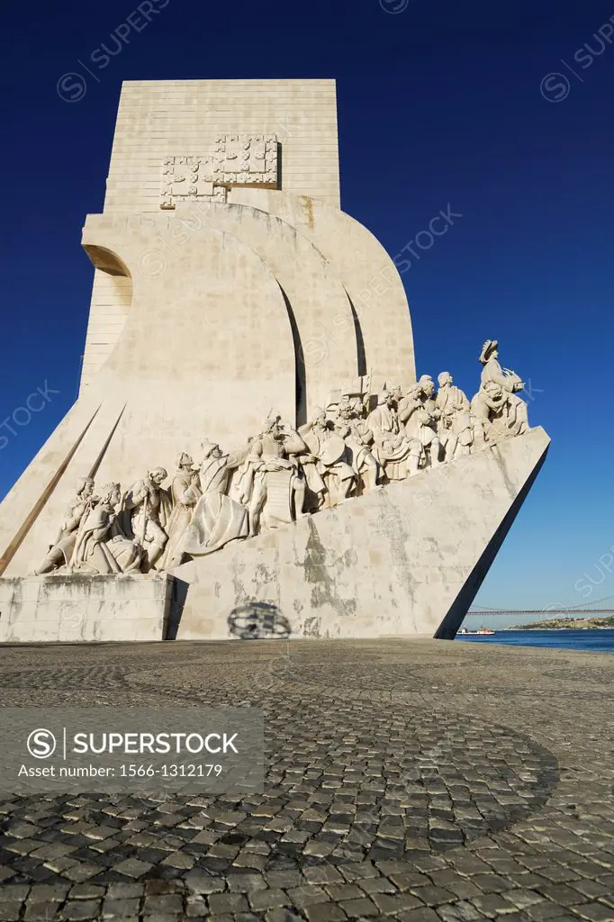Lisbon. Portugal. Henry the Navigator stands at the prow of the Monument to the Discoveries Padrao dos Descobrimentos in Belem.