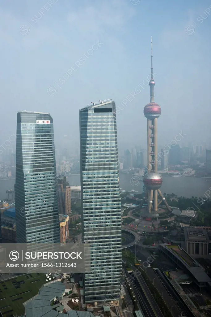 The Lujiazui financial district in Pudong Shanghai China.